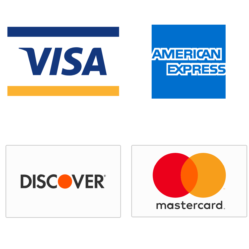 Visa, American Express, Discover, Mastercard Logos